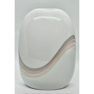 Toyo Vase White Porcelain Color Motion Wave Lines